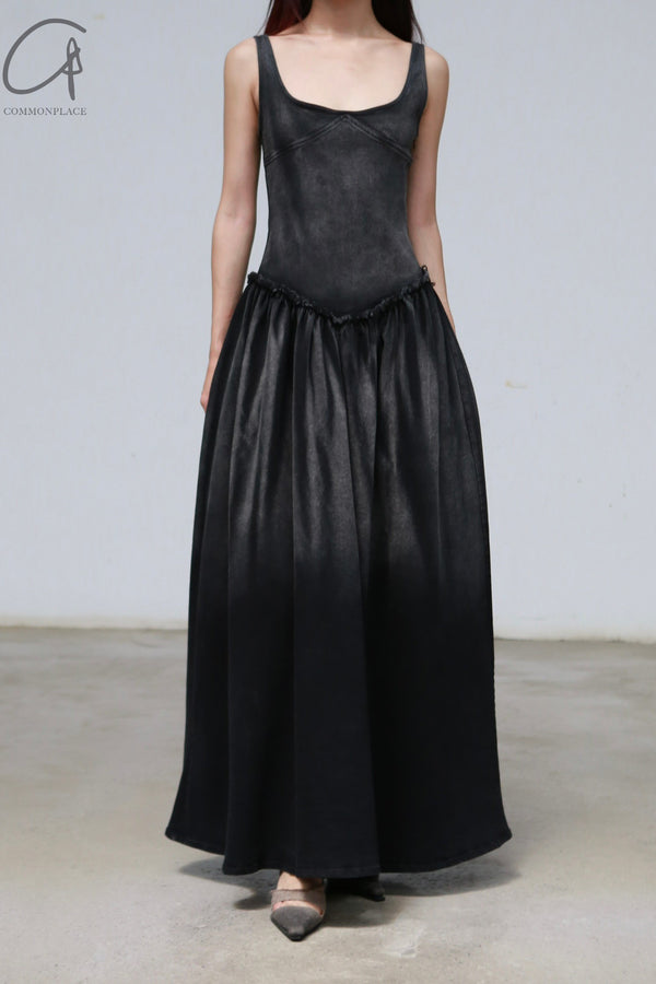 Peng Tai 24 Autumn and Winter Plus Velvet Denim Volume Long Skirt PT-PTW24C19-1-TSHEI